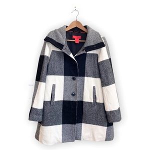 Plaid Wool Blend Coat